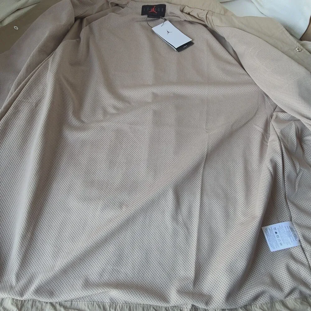 Nike Air Jordan 23 Coach Jacket Men's Large Tan Snap Button Mesh Lined NWT